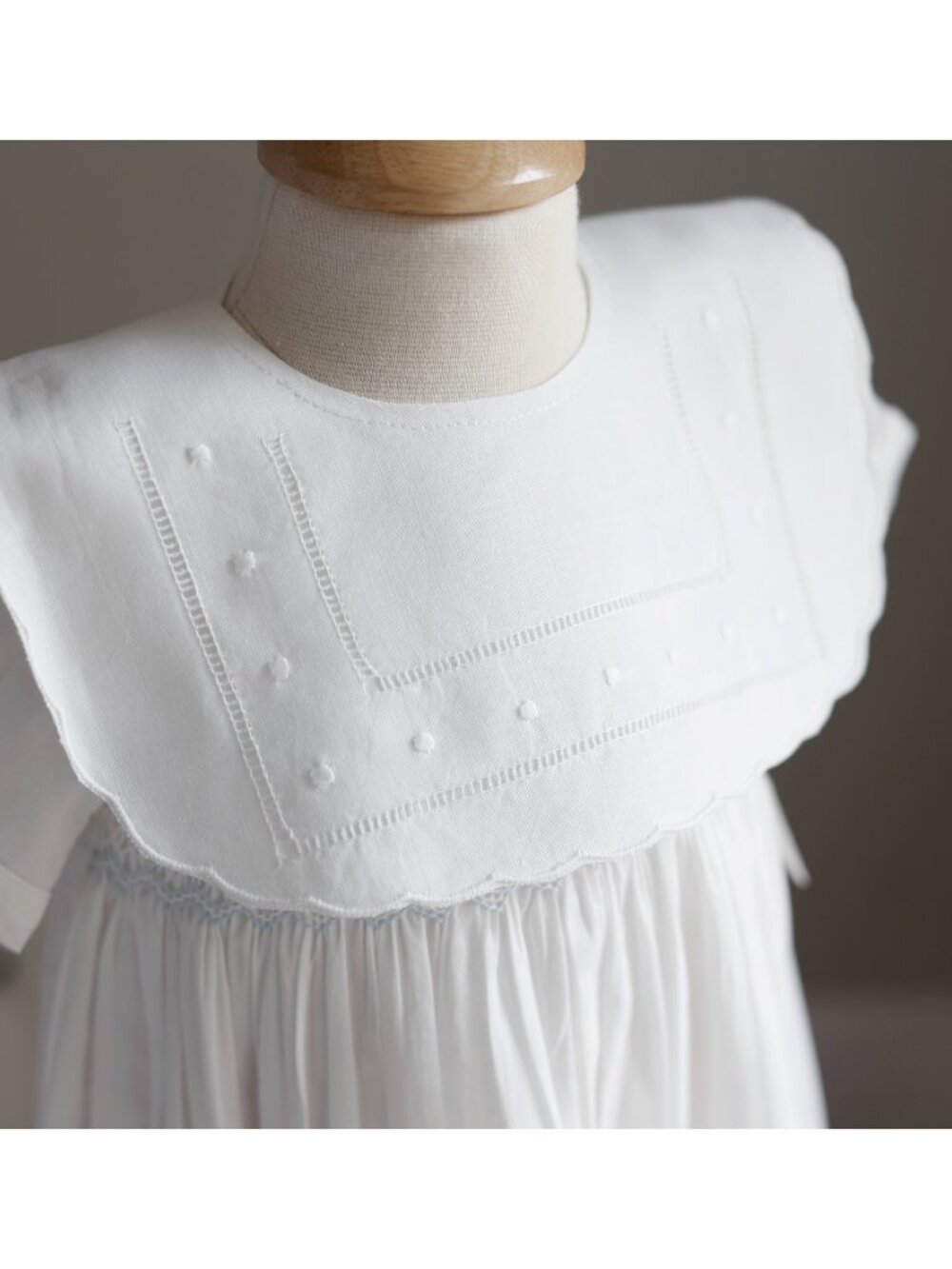White Cotton Linen Bib Square Embroidered Special Occasion Baby Shower Gift